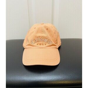 Callaway Golf Hat Cap Embroidered Logo Orange 100% Cotton Adjustable Strap